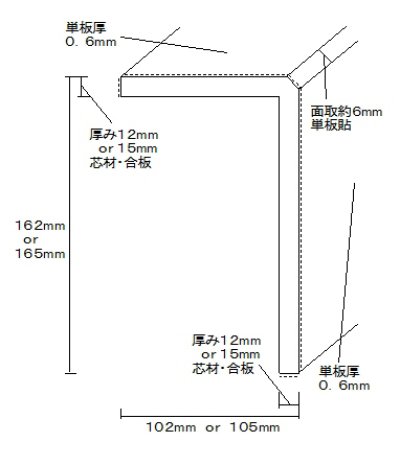 画像1: リフォーム框（突板貼）　サクラ　自然塗料塗装　１９５０×１６５（１６２）×１０５（１０２）